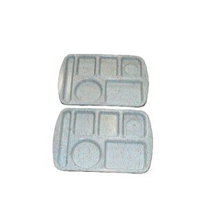 Lot of 2 Prolon Ware Lunch Trays Green Melamine School Cafeteria Lunch Trays